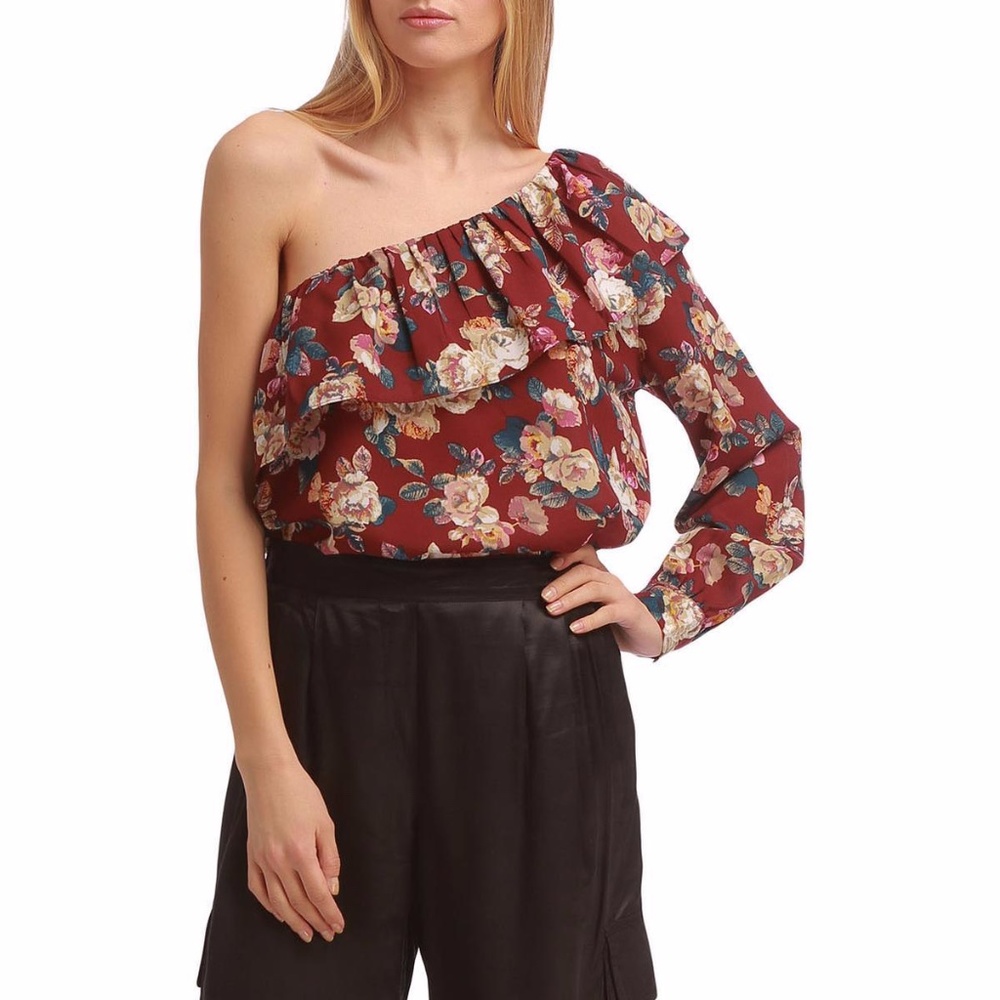 WALTER BAKER Donna Floral Print Ruffled Blouse